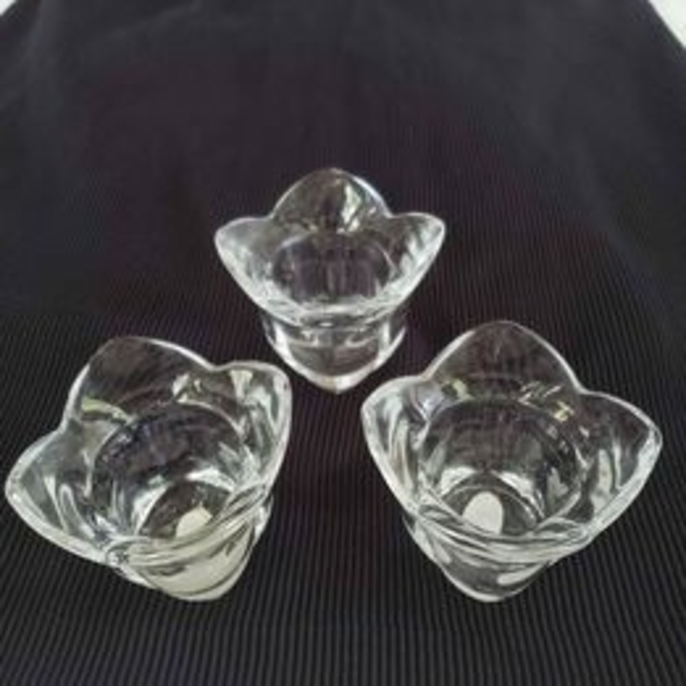3 Vintage Led Crystal Tulip Votive Tealight Candle Holders